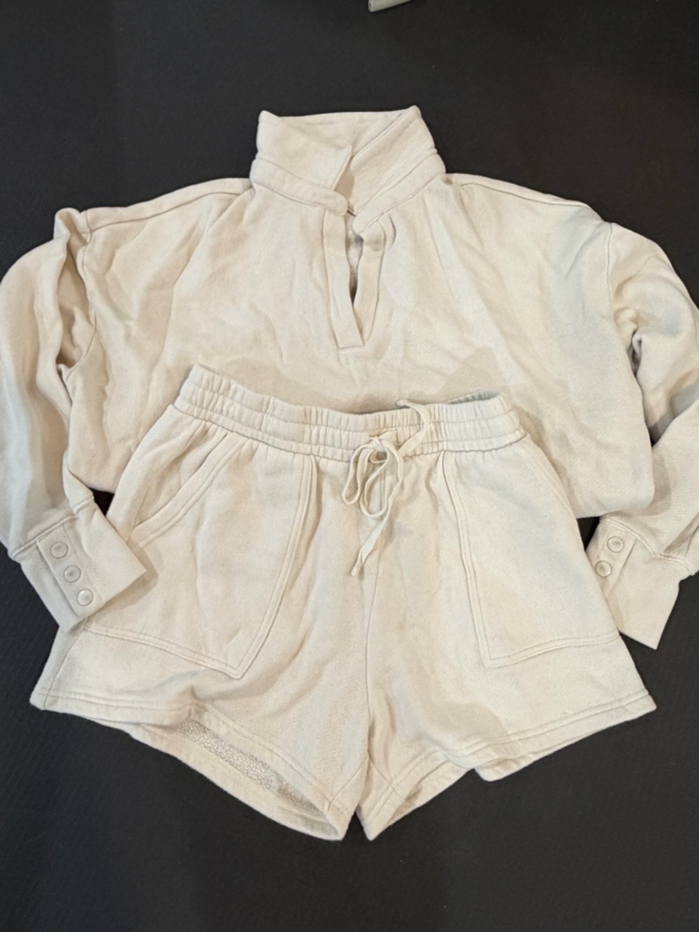 Z Supply Cream Lounge Set - Pullover & Drawstring Shorts